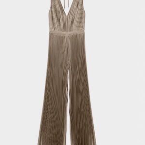 Aritzia Taupe V-Neck Jumpsuit